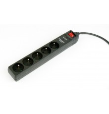 Gembird Surge protector, 5 French sockets, 3 m, black