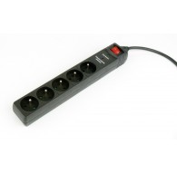 Gembird Surge protector, 5 French sockets, 3 m, black