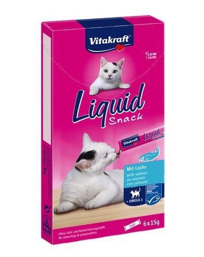 VITAKRAFT Liquid Snack Salmon - cat treats - 6 x 15g