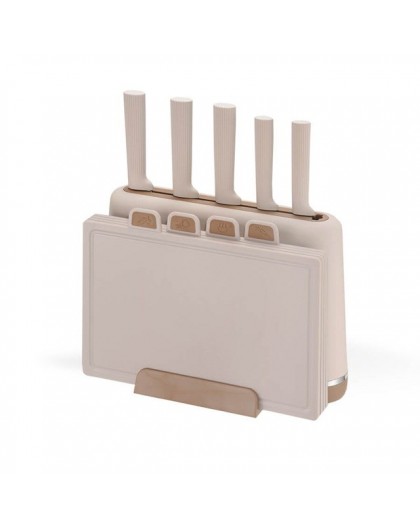 Maestro MR-1412-BEIGE Knife set with block + Cutting board set Beige