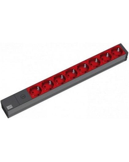 Bachmann 19'' 2m 8x Schuko H05VV-F 3G 1.00mm² power extension 8 AC outlet(s) Black, Red
