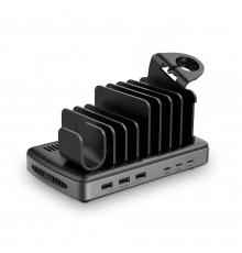Lindy 73436 charging station organizer Freestanding Aluminium, Plastic Black, Grey