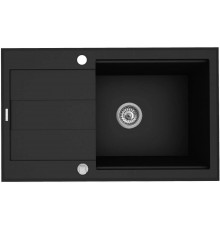 Pyramis Sparta Plus Lux 78X48 1B 1D 070167101 Granite sink with drainer, 1 bowl, Volcano (black)