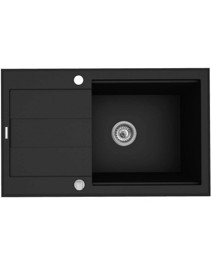 Pyramis Sparta Plus Lux 78X48 1B 1D 070167101 Granite sink with drainer, 1 bowl, Volcano (black)