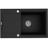 Pyramis Sparta Plus Lux 78X48 1B 1D 070167101 Granite sink with drainer, 1 bowl, Volcano (black)