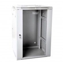 Wall-mounted network cabinet 19" 18U rack 600x600, door glass, gray, split, folded, 60kg