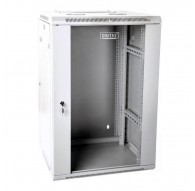 Wall-mounted network cabinet 19" 18U rack 600x600, door glass, gray, split, folded, 60kg