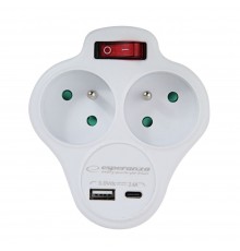 Esperanza ELK311W Electrical splitter 2 GN. USB-C USB-A ON. White
