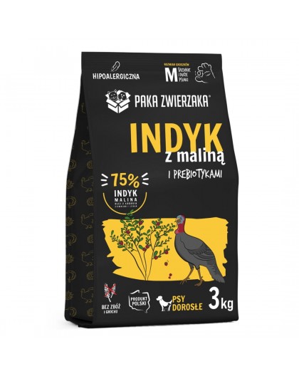 PAKA ZWIERZAKA Turkey with raspberry M - dry dog food - 3kg