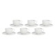 Set of 6 Corte Saucer Tea Cups - White, 200 ml