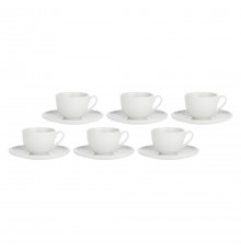 Set of 6 Corte Saucer Tea Cups - White, 200 ml