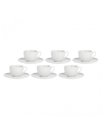 Set of 6 Corte Saucer Tea Cups - White, 200 ml