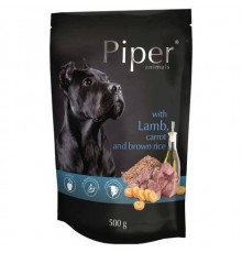 PIPER Loomadega lambaliha, porgandi ja pruuni riisi - märg koeratoit - 500g