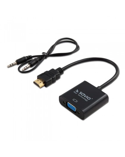 SAVIO HDMI (M) – VGA (F) Adapter with audio CL-23/B Black
