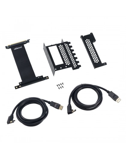 CableMod Vertical Graphics Card Holder with PCIe x16 Riser Cable, 2x DisplayPort - Black