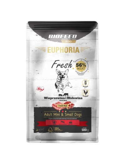 EUPHORIA Fresh Adult Pork with beef XS/S - dry dog food - 500g