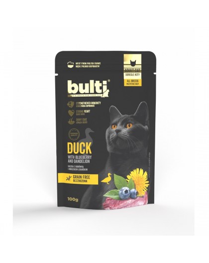 BULTI Superfoods Duck mince with blueberries and dandelion - wet cat food - 100g