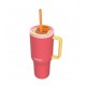 Thermal mug with telescopic straw Kambukka Rio Tumbler 950ml Pink Papaya