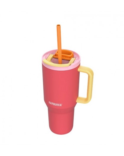 Thermal mug with telescopic straw Kambukka Rio Tumbler 950ml Pink Papaya