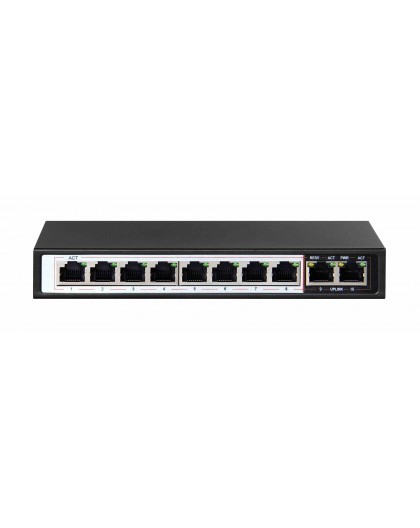 Extralink PoE коммутатор CERES 8x 100Mb/s PoE/PoE+, 2x RJ45 Uplink 100Mb/s, 96W