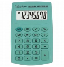 Vector KAV VC-210 GN pocket calculator, 8 digits, 64x98.5 mm, light green
