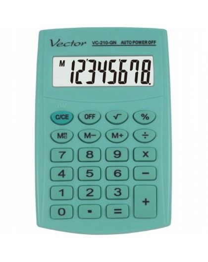 Vector KAV VC-210 GN pocket calculator, 8 digits, 64x98.5 mm, light green