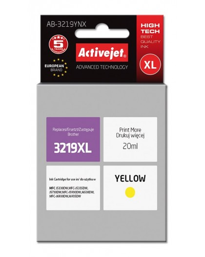 Activejet AB-3219YNX Ink Cartridge (replacement for Brother LC3219Y XL Supreme 20 ml yellow)