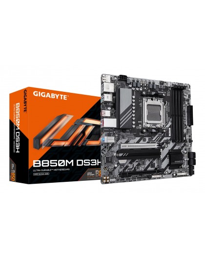 GIGABYTE B850M DS3H Motherboard - AMD Ryzen 9000 Series CPUs, 16+2+2 Phases Digital VRM, up to 8200MHz DDR5 (OC), 1xPCIe 5.0 + 1