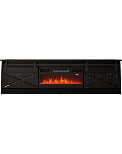 RTV GRANERO + fireplace cabinet 200x56.7x35 black/black gloss