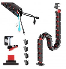 Nano RS desk cable organizer / cable grille, 1345mm, black and red, RS125