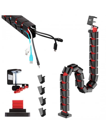 Nano RS desk cable organizer / cable grille, 1345mm, black and red, RS125