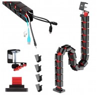 Nano RS desk cable organizer / cable grille, 1345mm, black and red, RS125