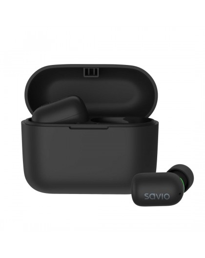 Savio TWS-09 IPX5 headphones/headset Wireless In-ear Music Bluetooth Black