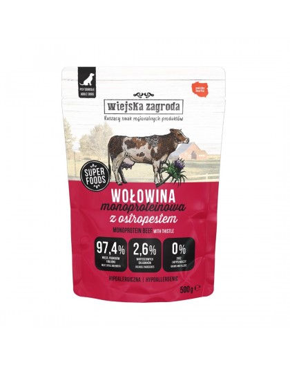 WIEJSKA ZAGRODA Monoprotein Beef - wet dog food - 500g