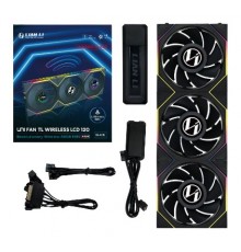 Lian Li UNI FAN TL Wireless LCD Fan, ARGB, PWM, 3-Pack incl. Controller - Reverse Blade, 120mm, black