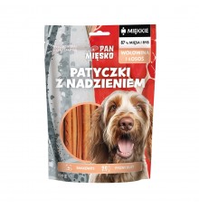 PAN MIĘSKO Sticks with beef and salmon filling - dog treat - 100g