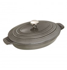 Oval baking dish with lid Staub - Graphite