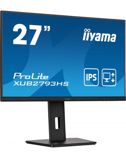 iiyama ProLite 27” Full HD IPS monitor with edge-to-edge design, perfect for multi-monitor setups with height adjustable stand