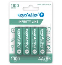 Перезаряжаемые батареи everActive Ni-MH R6 AA 1100 мАч Infinity Line - 4 штуки
