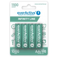 Перезаряжаемые батареи everActive Ni-MH R6 AA 1100 мАч Infinity Line - 4 штуки