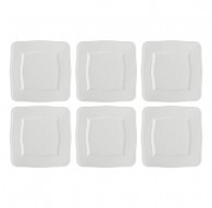 Set of 6 Florentina Square Plates - White, 20 cm