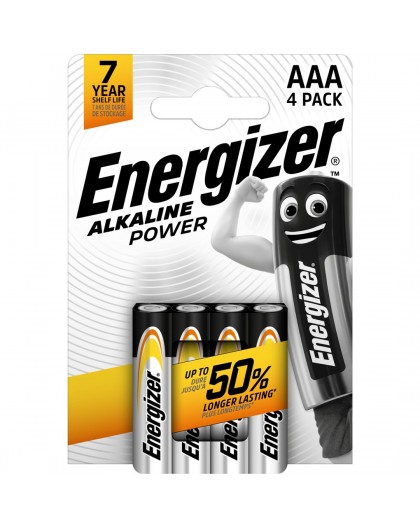ENERGIZER BATTERY ALKALINE POWER AAA LR03 4 PIECES
