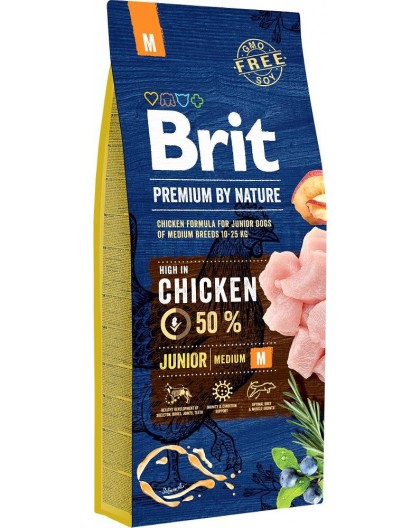 BRIT Premium by Nature Junior Medium Chicken - dry dog food - 15 kg