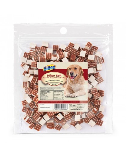 HILTON Sandwich pieces with lamb and fish - Dog treat - 500 g
