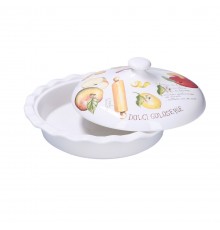 Apple pie platter with lid Goloserie - White, 27 cm