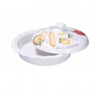 Apple pie platter with lid Goloserie - White, 27 cm