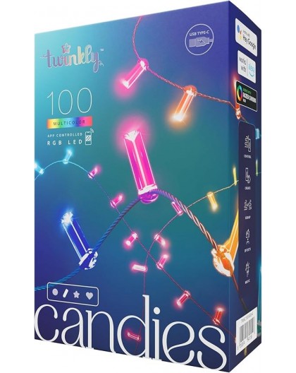 Twinkly Candies LED Christmas tree lights TWKC100RGB-G 6 M Candle shape