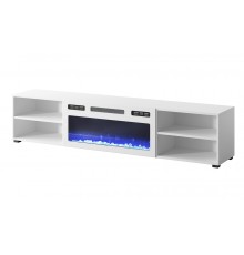 RTV cabinet POLO 180x33x39 white + fireplace white