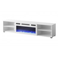 RTV cabinet POLO 180x33x39 white + fireplace white