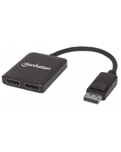 Manhattan DisplayPort 1.2 a Divisor Hub de 2 Puertos DisplayPort 1.2 con MST, 4K@30Hz, Alimentado por USB-A, Función de Video Wa